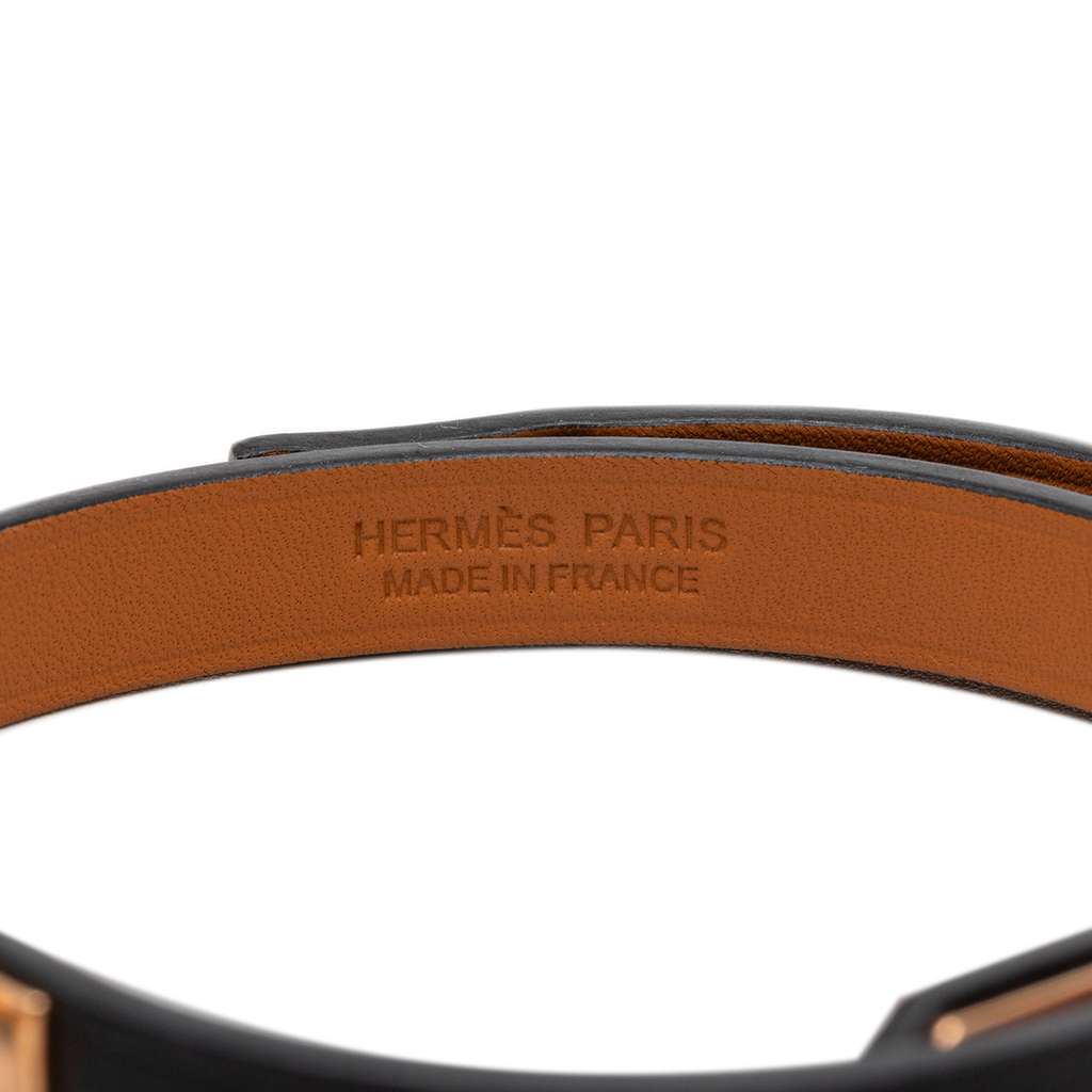 Hermès Swift Kelly Double Tour Bracelet T2 Black Leather Very good condition - Box View