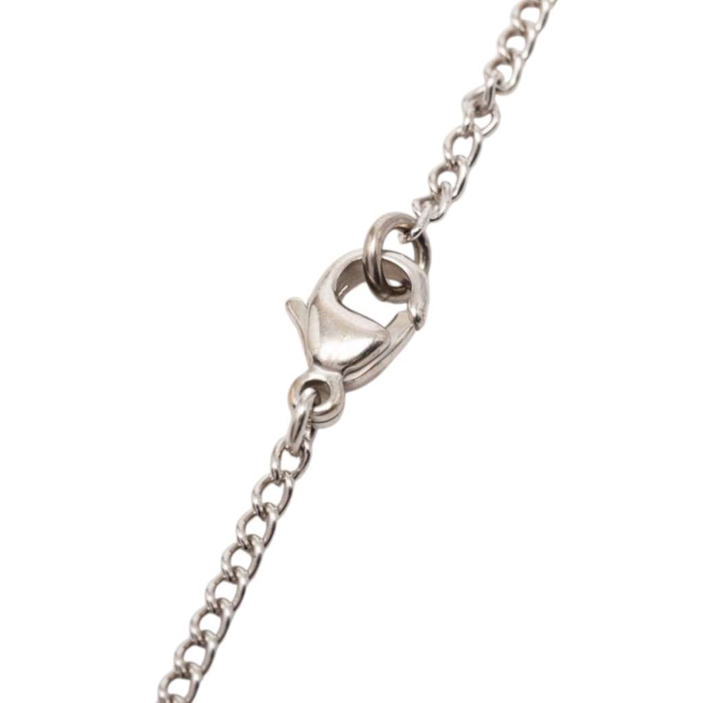 Chanel Silver Plated CC Christmas Tree Pendant Necklace Silver Metal Very good condition - Model View