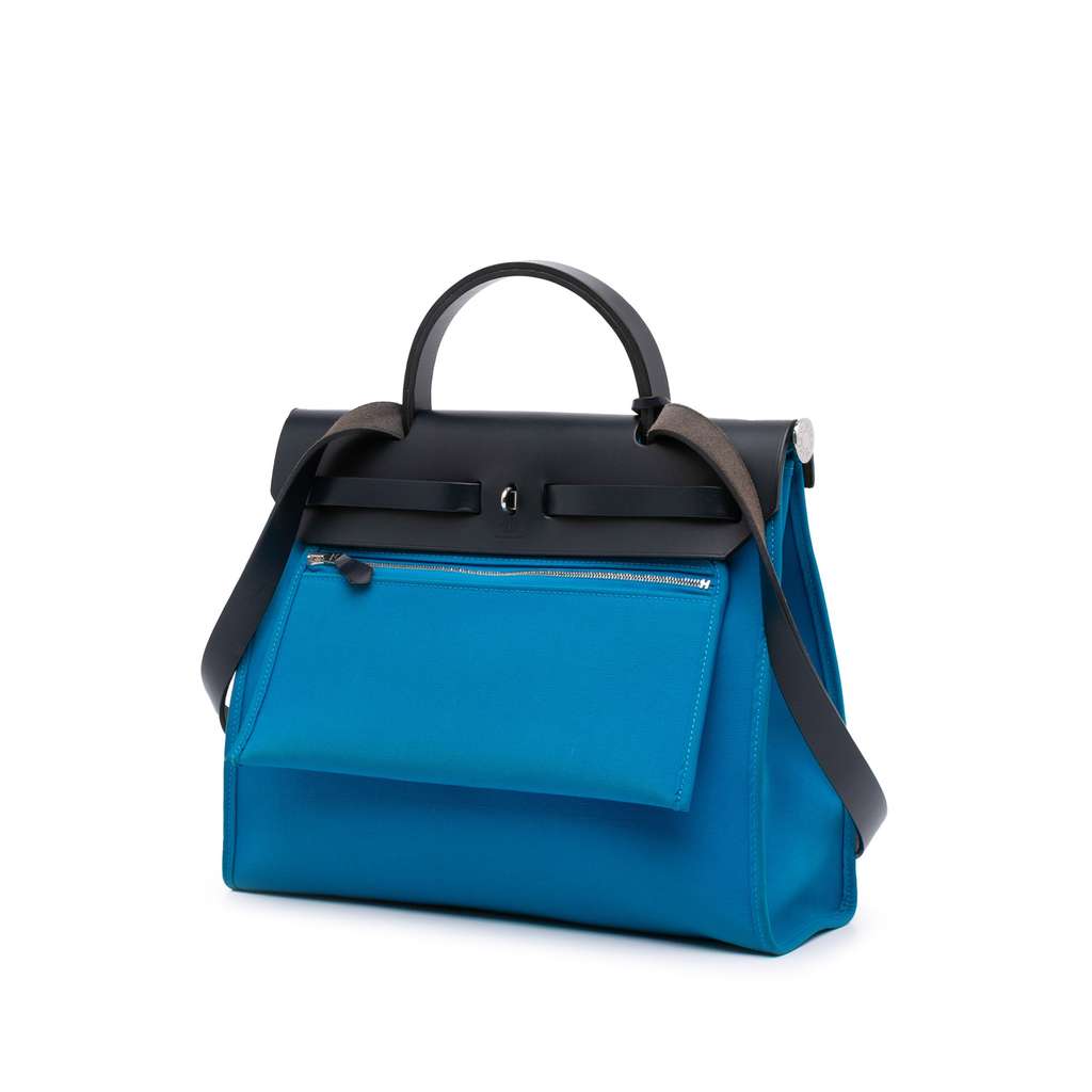 Hermès Toile Herbag Zip 31 Blue Canvas Very good condition - Back View