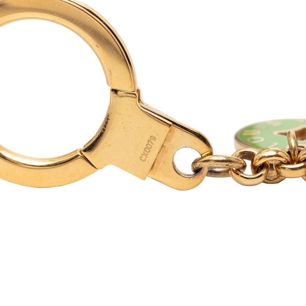 Louis Vuitton Gold Plated Enamel Multicolore Fleur de Monogram Bag Charm and Key Holder Gold Metal Very good condition - Inside View