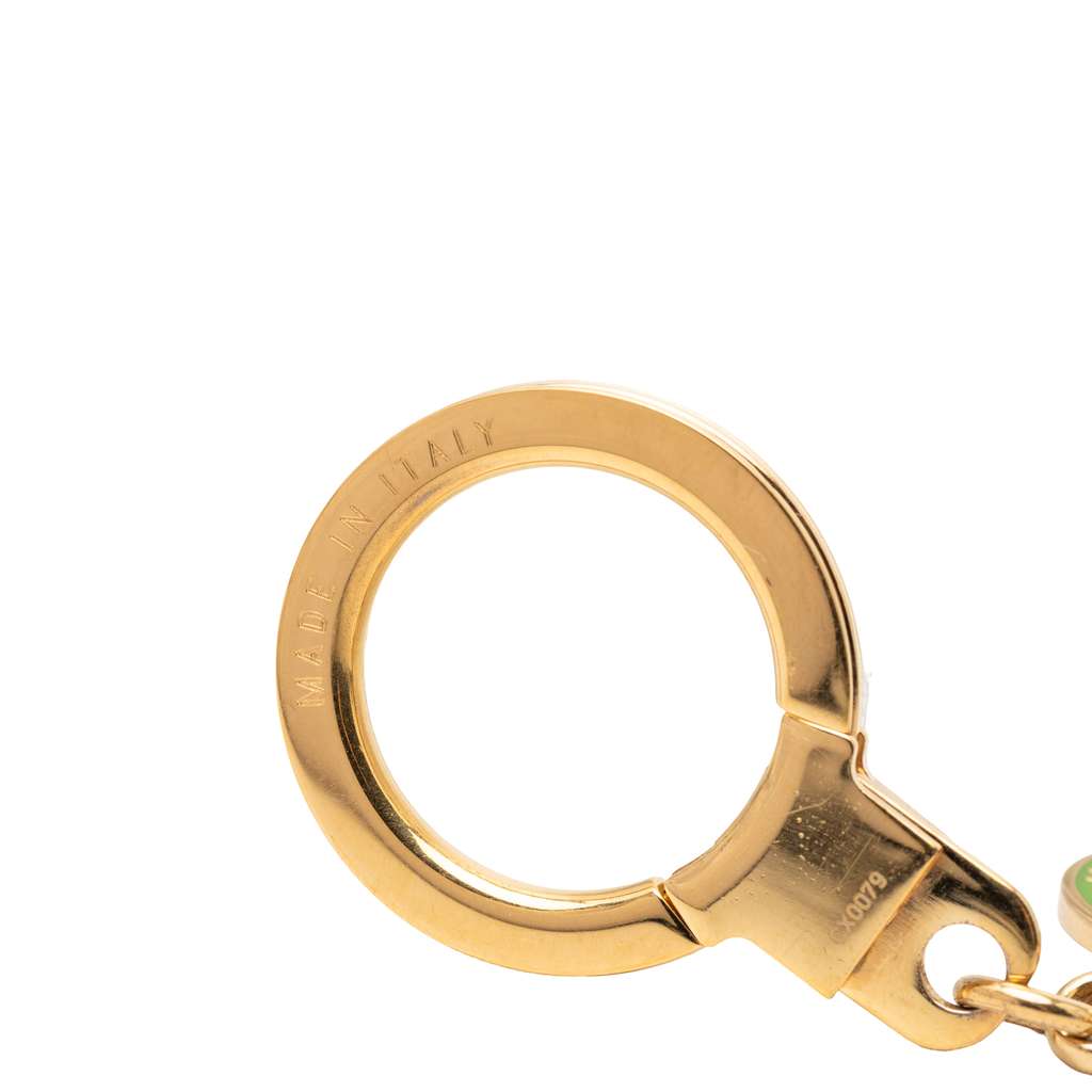 Louis Vuitton Gold Plated Enamel Multicolore Fleur de Monogram Bag Charm and Key Holder Gold Metal Very good condition - Model View