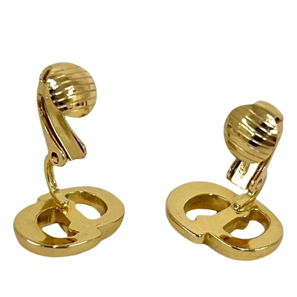 Dior Gold Plated CD Logo Clip On Earrings Gold Metal Very good condition - Inside View