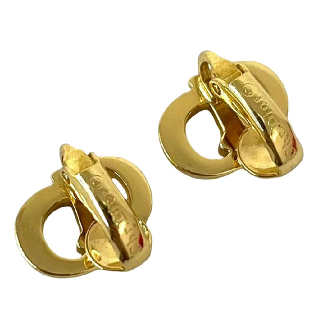 Dior Gold Plated CD Logo Clip On Earrings Gold Metal Very good condition - Model View