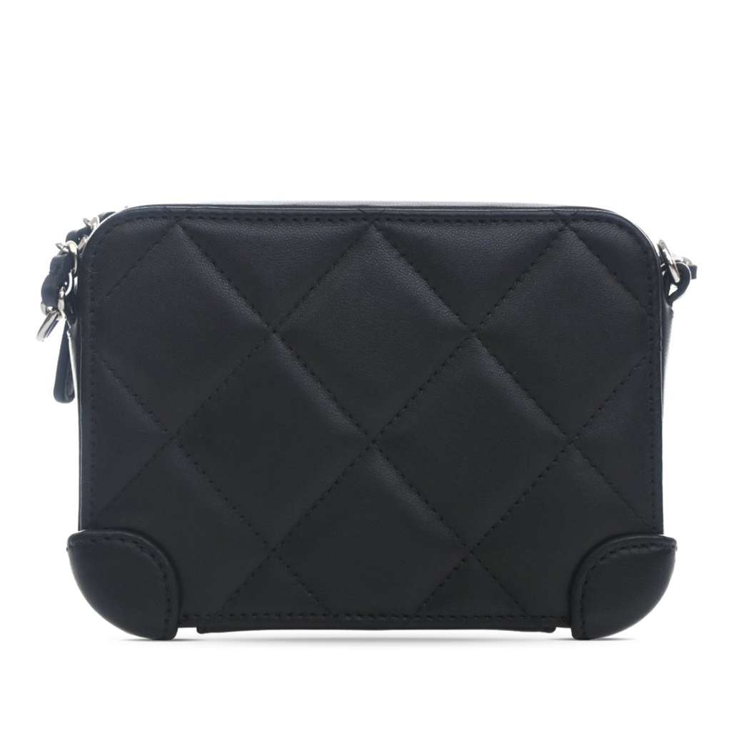Chanel Mini Quilted Lambskin Covered CC Camera Bag Black Leather Very good condition - Back View