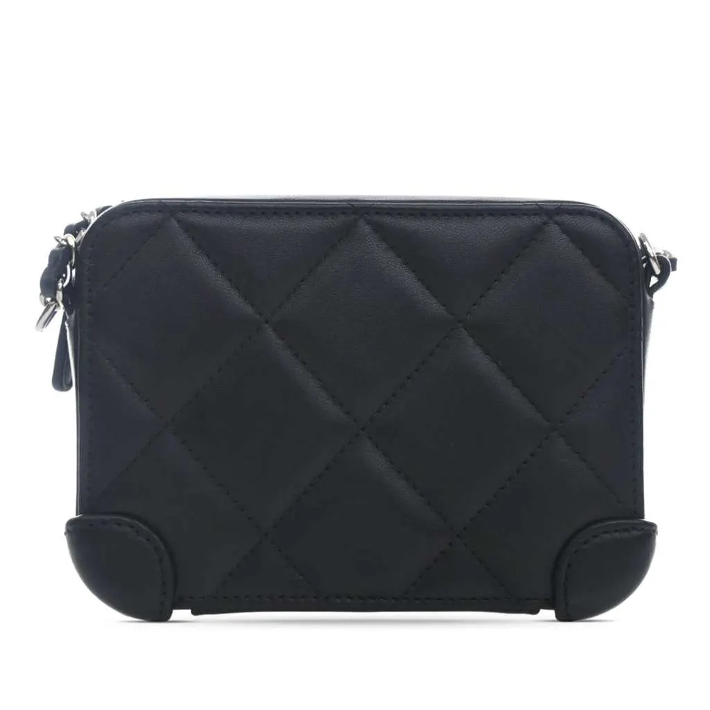 Chanel Mini Quilted Lambskin Covered CC Camera Bag Black Leather Very good - Back View