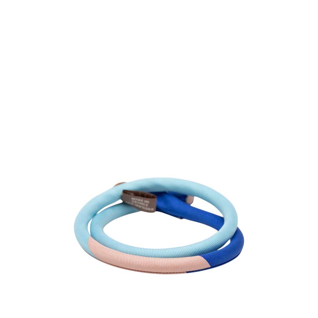 Hermès Silk and Cord Petit H Double Tour Bracelet Blue Silk Never worn - Inside View