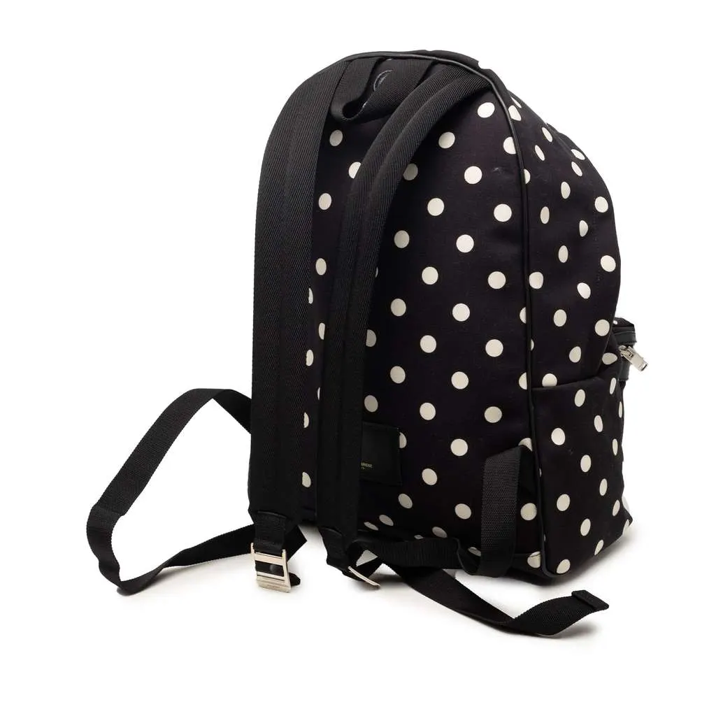 Saint Laurent Canvas Polka Dot City Backpack Black Canvas Very good - Back View