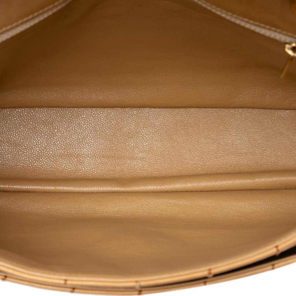 Chanel Chocolate Bar Lambskin Wild Stitch Chain Flap Beige Leather Very good condition - Model View