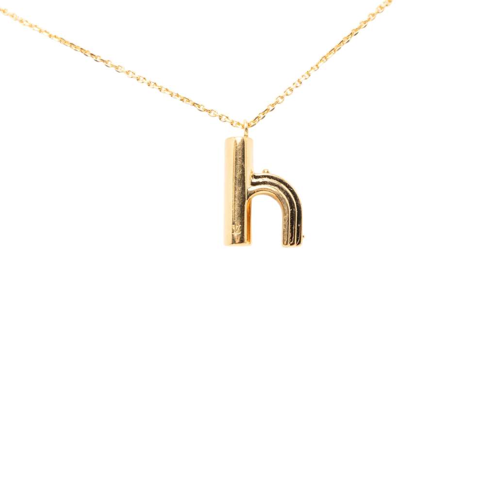 Louis Vuitton Gold Plated LV and Me Letter h Pendant Necklace Gold Metal Very good condition - Back View