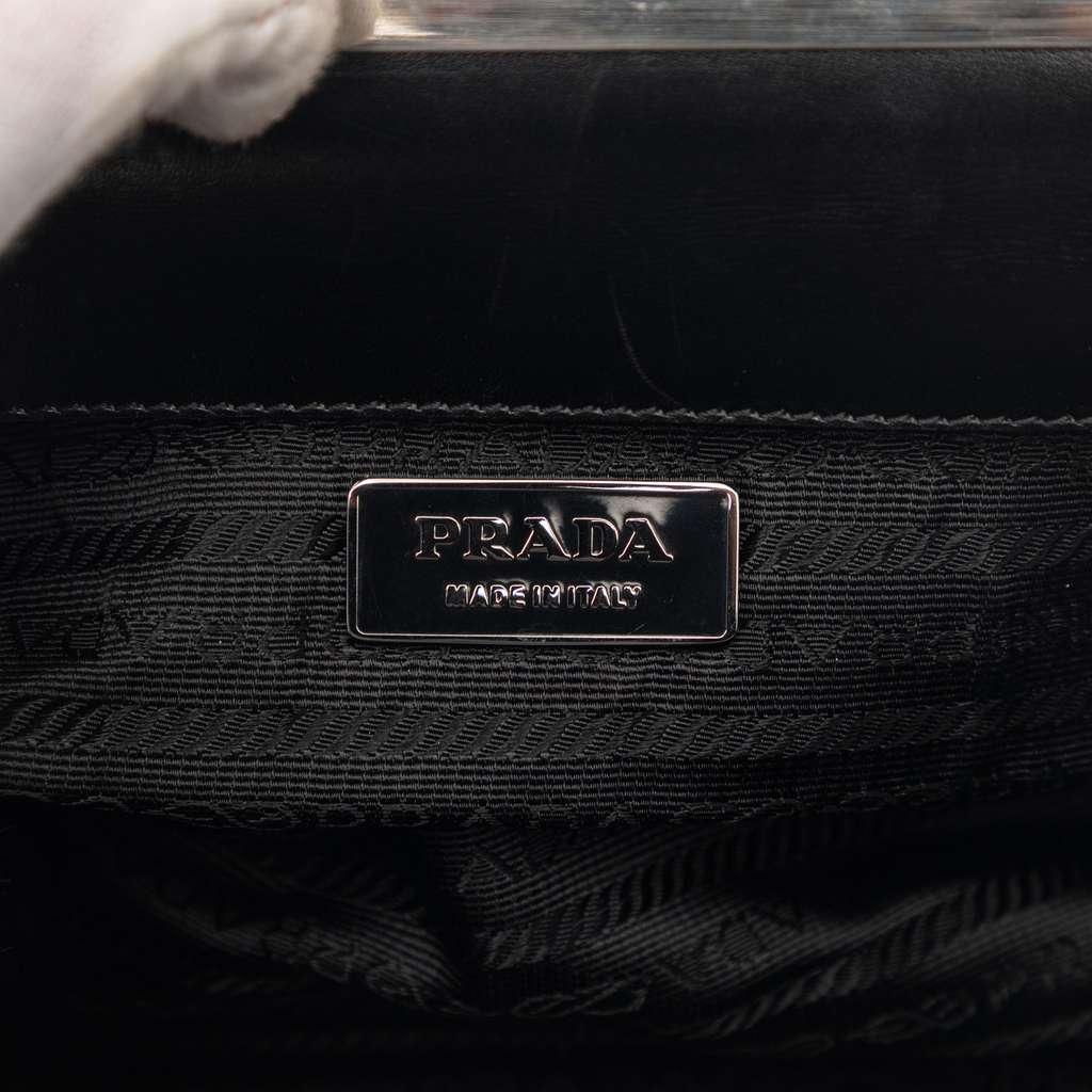 Prada Vitello Cernier Doctors Frame Bag Black Leather Very good condition - Box View