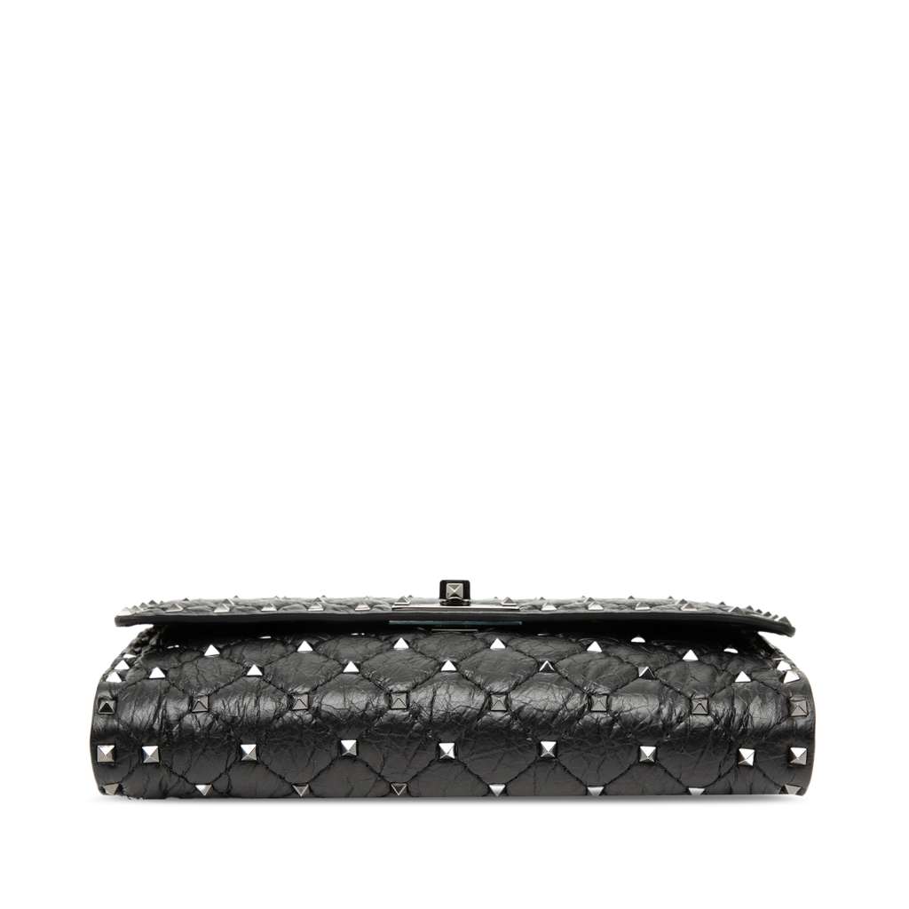 Valentino Quilted Nappa Rockstud Spike Wallet On Chain Black Leather Very good condition - Inside View