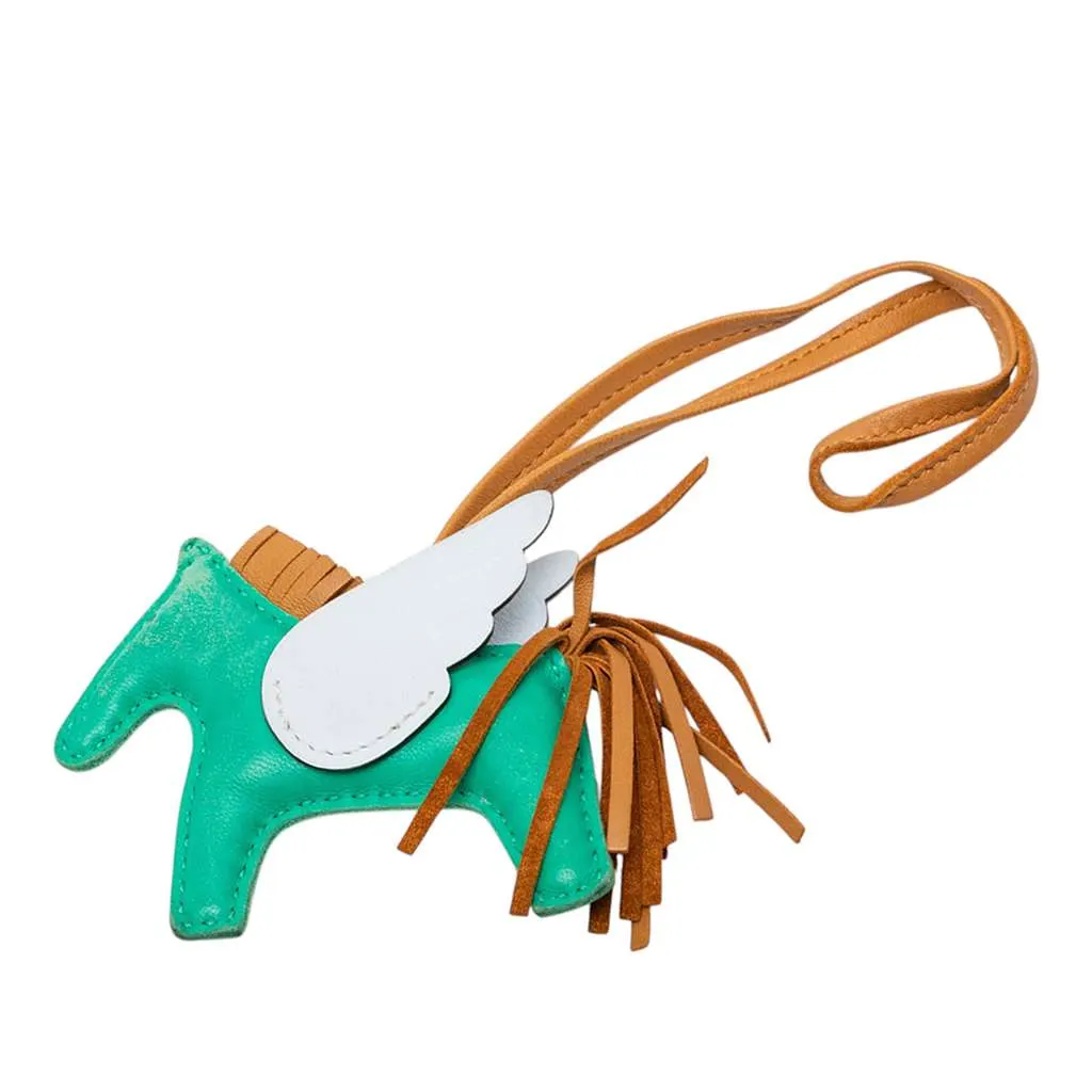 Hermès Milo Lambskin and Swift Grigri Rodeo Pegase Bag Charm PM Green Leather Very good - Front View