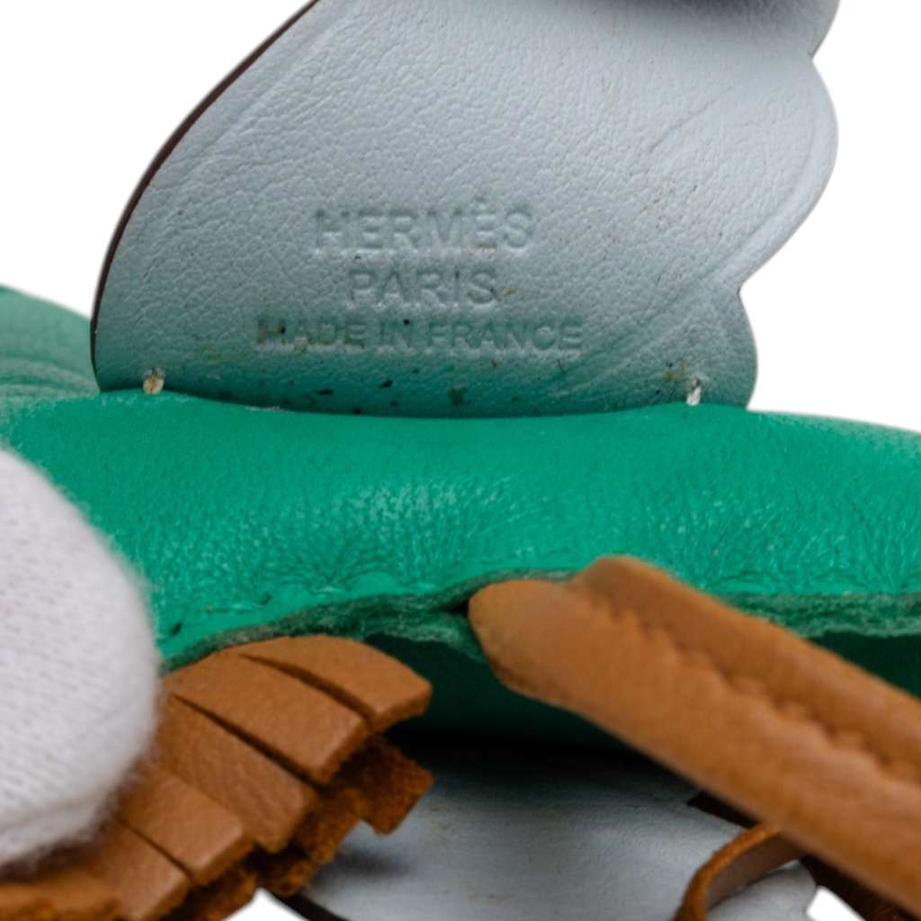 Hermès Milo Lambskin and Swift Grigri Rodeo Pegase Bag Charm PM Green Leather Very good condition - Inside View