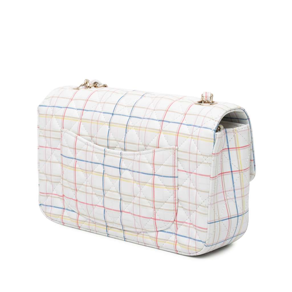 Chanel Mini Rectangular Classic Printed Calfskin Single Flap White Leather Very good condition - Back View