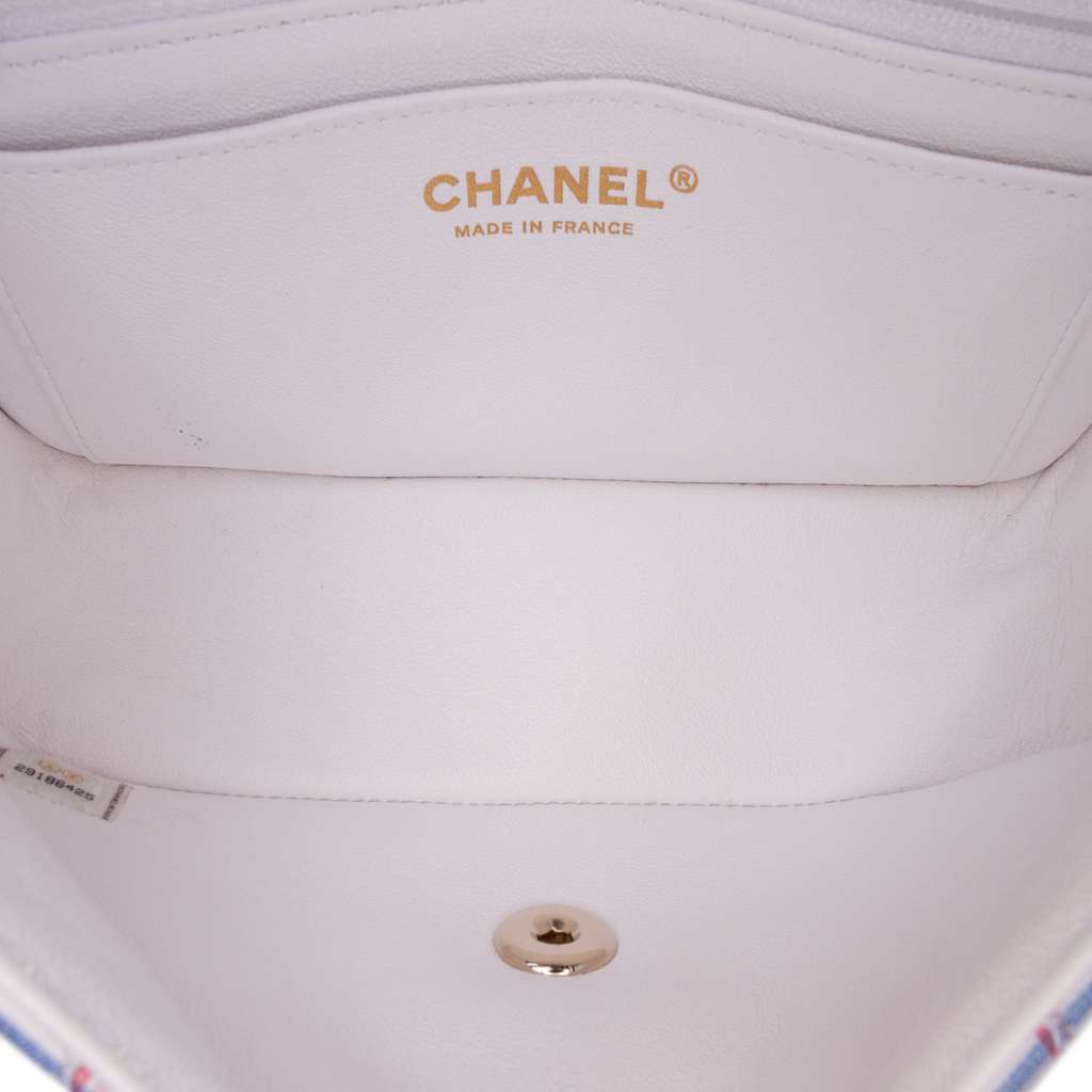 Chanel Mini Rectangular Classic Printed Calfskin Single Flap White Leather Very good condition - Model View
