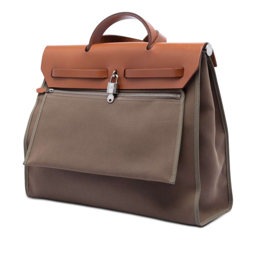 Hermès Toile Herbag Zip 39 Brown Canvas Very good condition - Back View