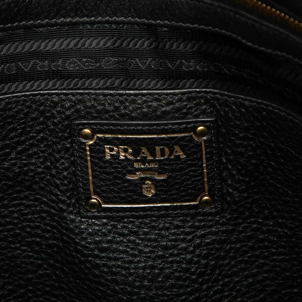 Prada Vitello Phenix Open Convertible Tote Black Leather Very good condition - Box View