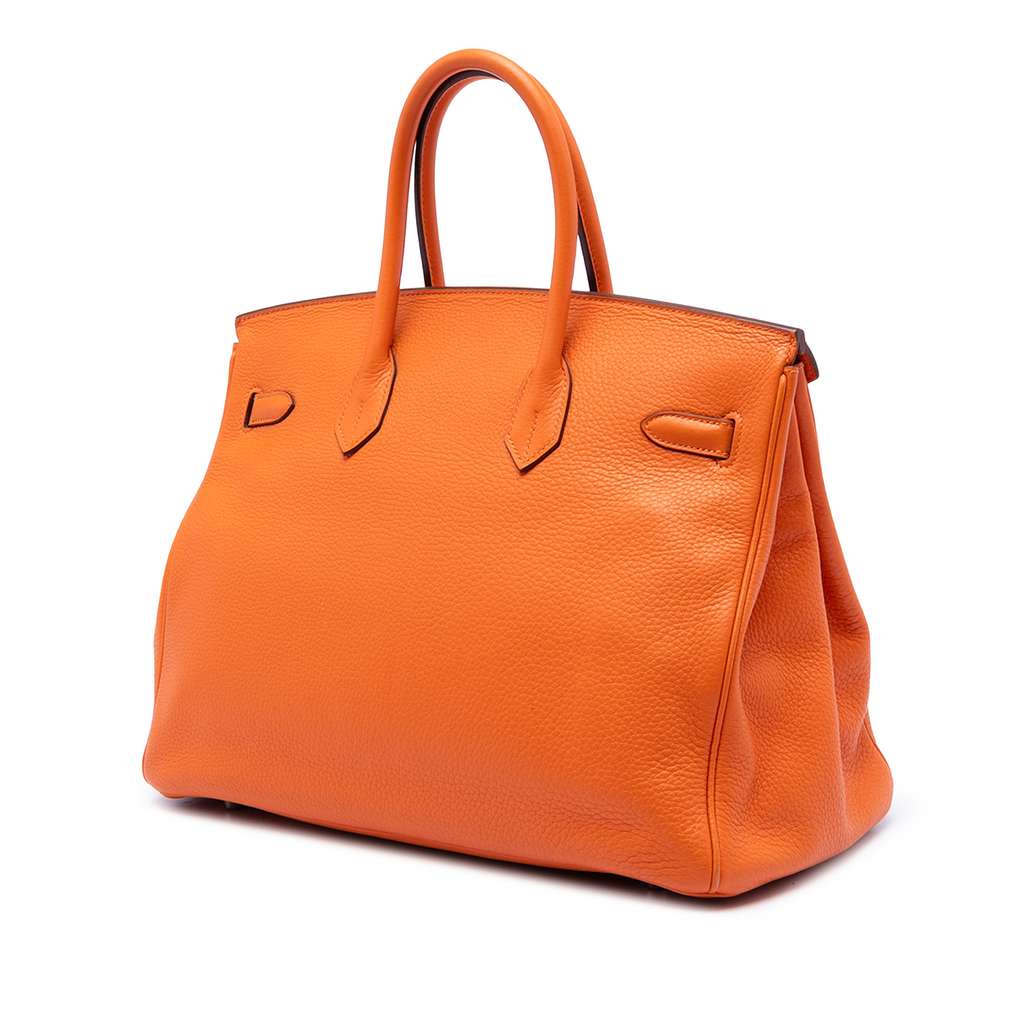 Hermès Clemence Birkin Retourne 35 Orange Leather Very good condition - Back View