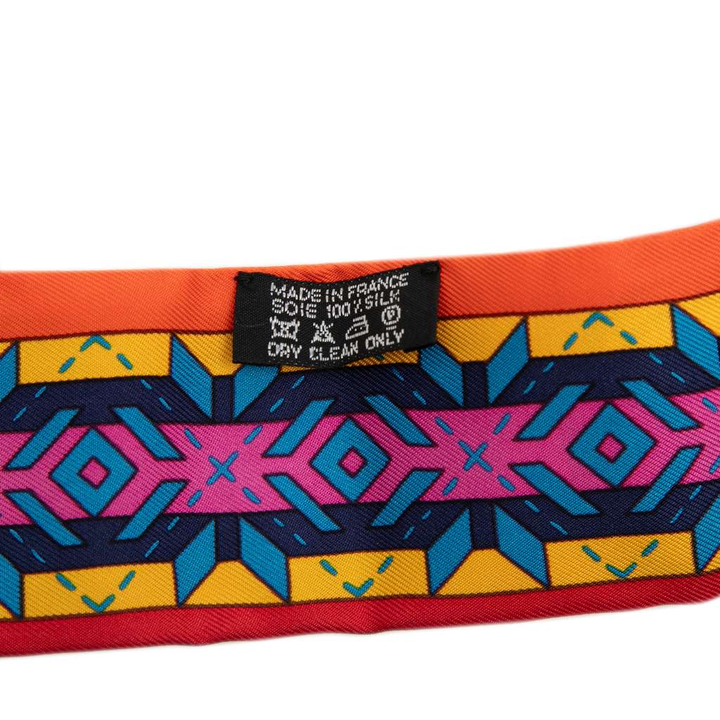 Hermès Belles Du Mexique Silk Twilly Scarf Orange Silk Very good condition - Inside View