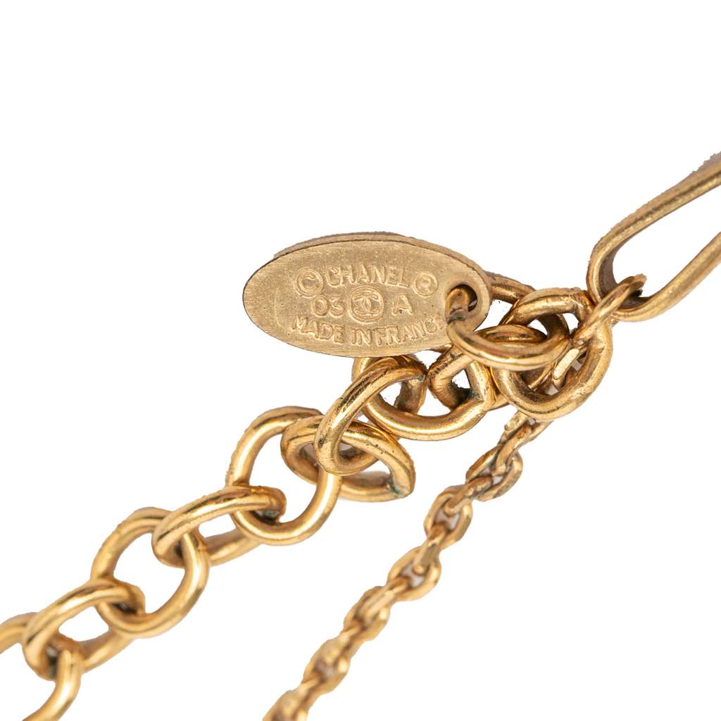 Chanel Gold Plated Resin CC Tree Clover Charms Pendant Necklace Gold Metal Very good condition - Box View