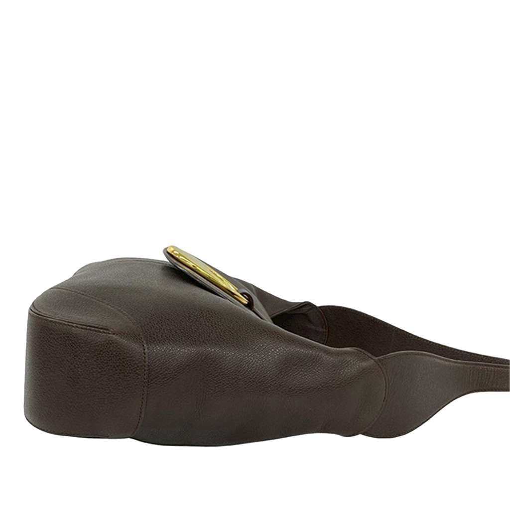 Bvlgari Leather Front Ring Hobo Brown Leather Very good condition - Box View