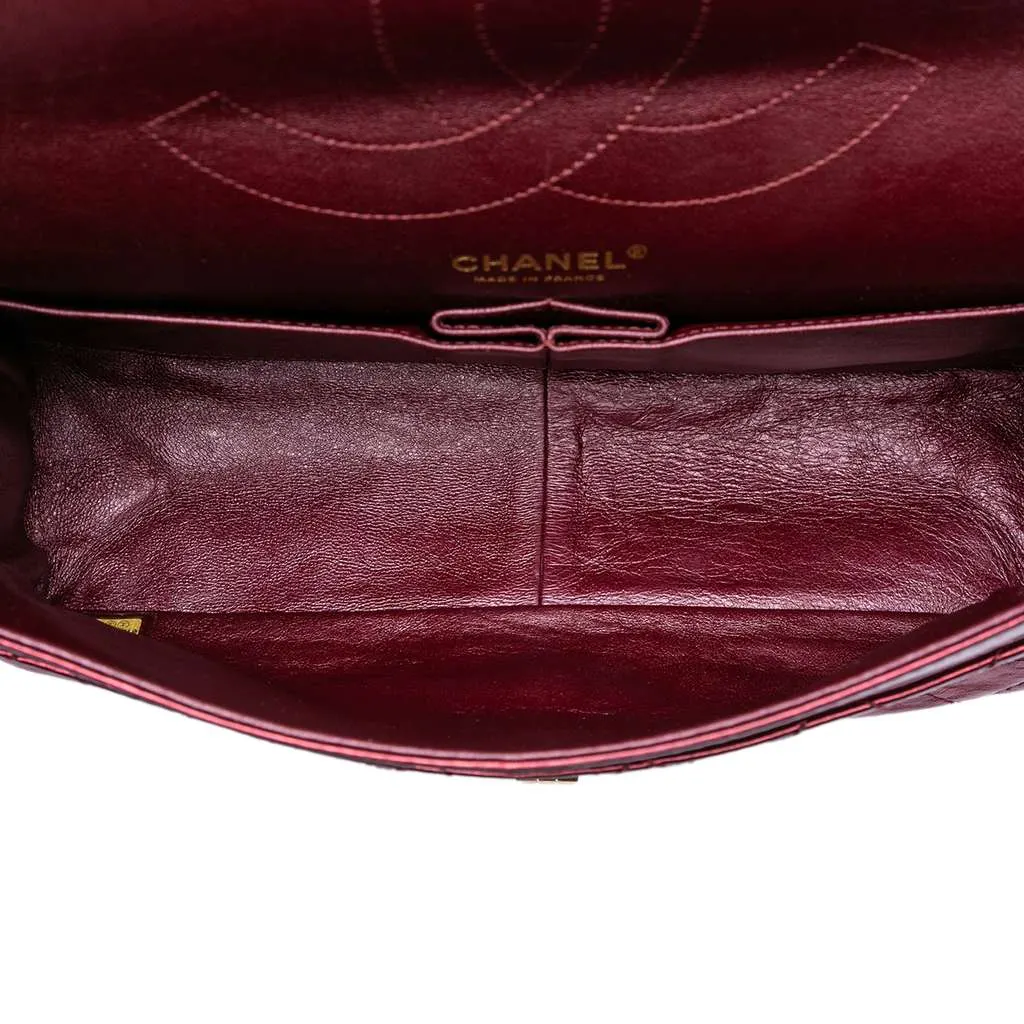 Chanel Quilted Metallic Lambskin Reissue 2.55 Double Flap 227 Red Leather Very good - Model View