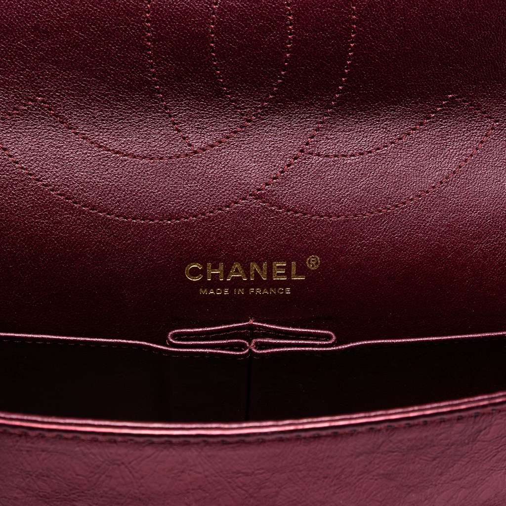 Chanel Quilted Metallic Lambskin Reissue 2.55 Double Flap 227 Red Leather Very good condition - Box View