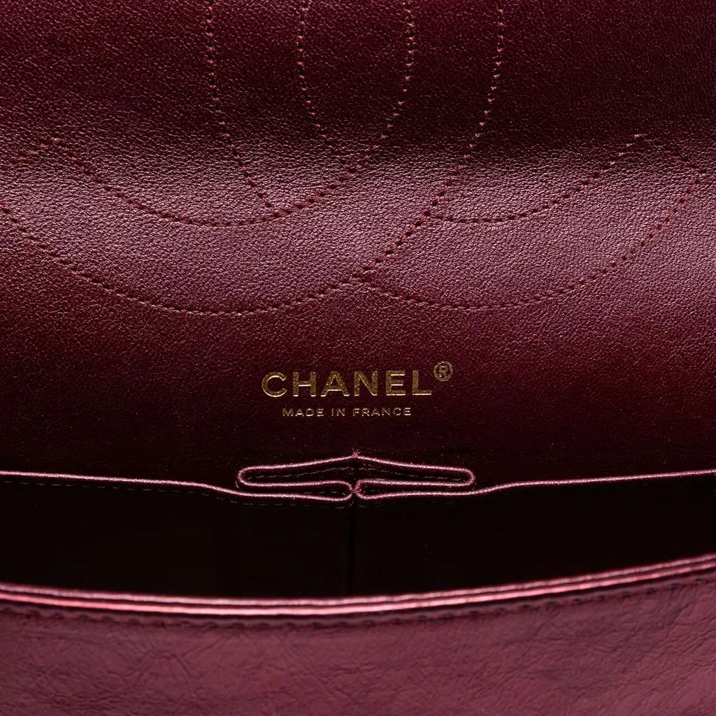 Chanel Quilted Metallic Lambskin Reissue 2.55 Double Flap 227 Red Leather Very good - Box View