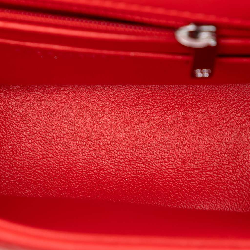 Chanel Mini Square Classic Lambskin Single Flap Red Leather Very good condition - Model View