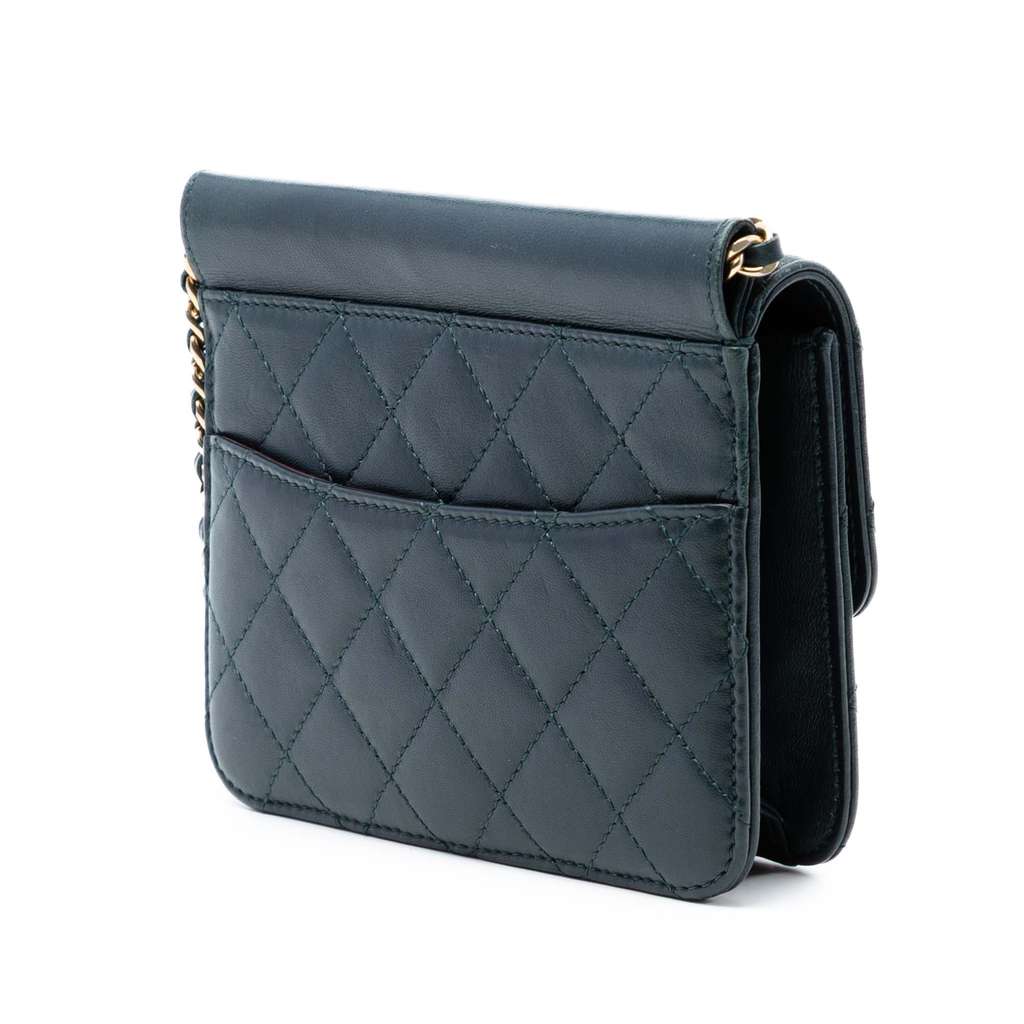 Chanel Mini Quilted Lambskin Crossing Times Flap Blue Leather Very good condition - Back View