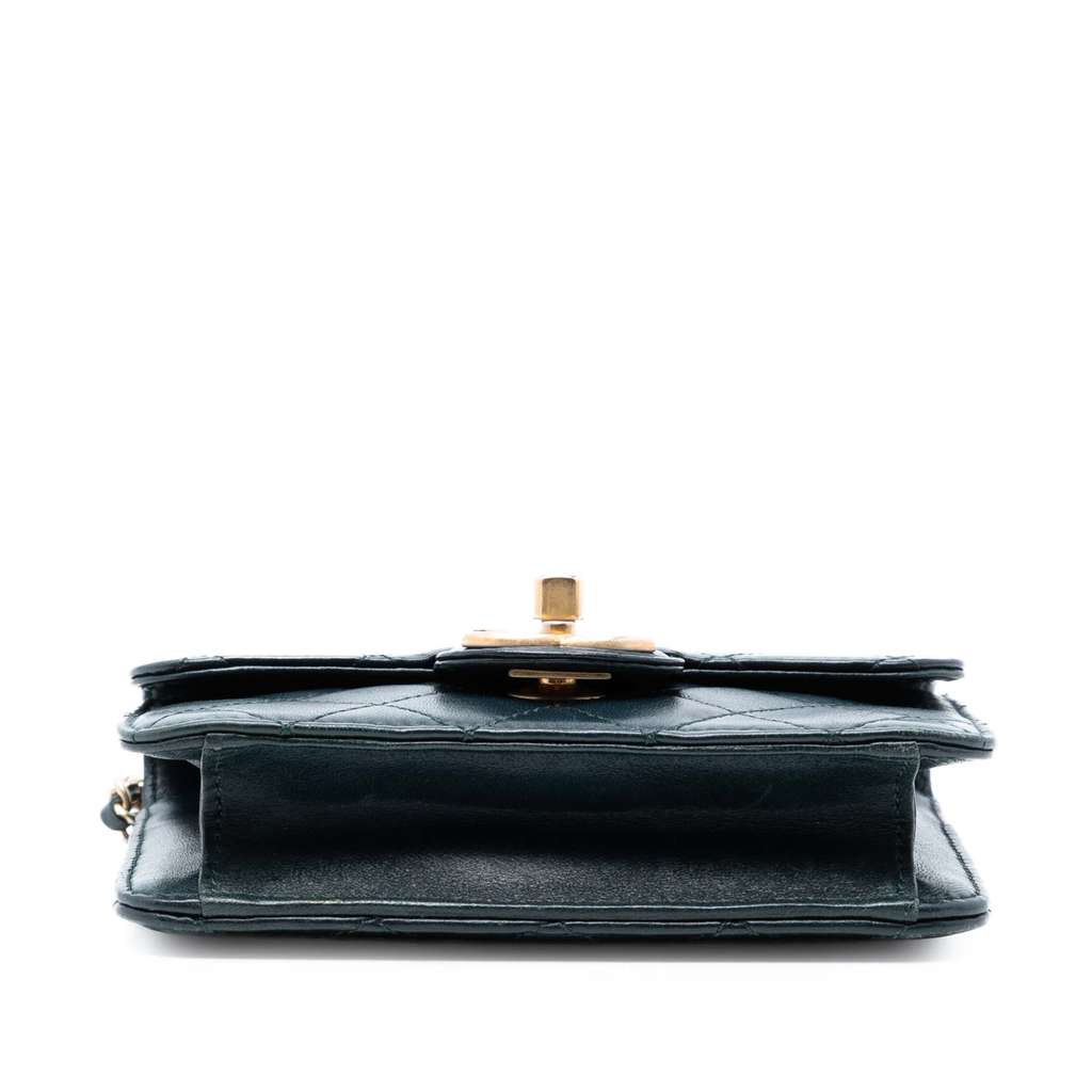 Chanel Mini Quilted Lambskin Crossing Times Flap Blue Leather Very good condition - Inside View