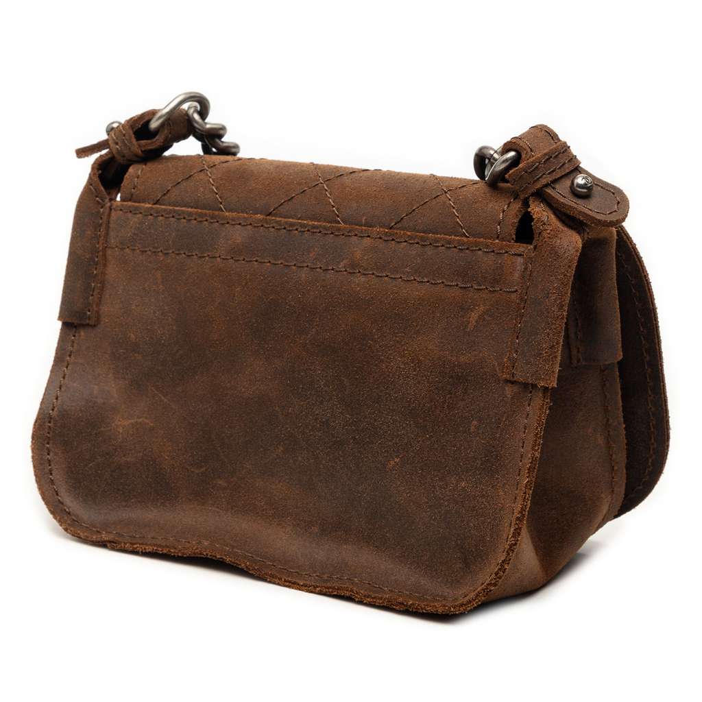 Chanel Paris-Edinburgh Mini Nubuck Highlander Flap Brown Leather Very good condition - Back View