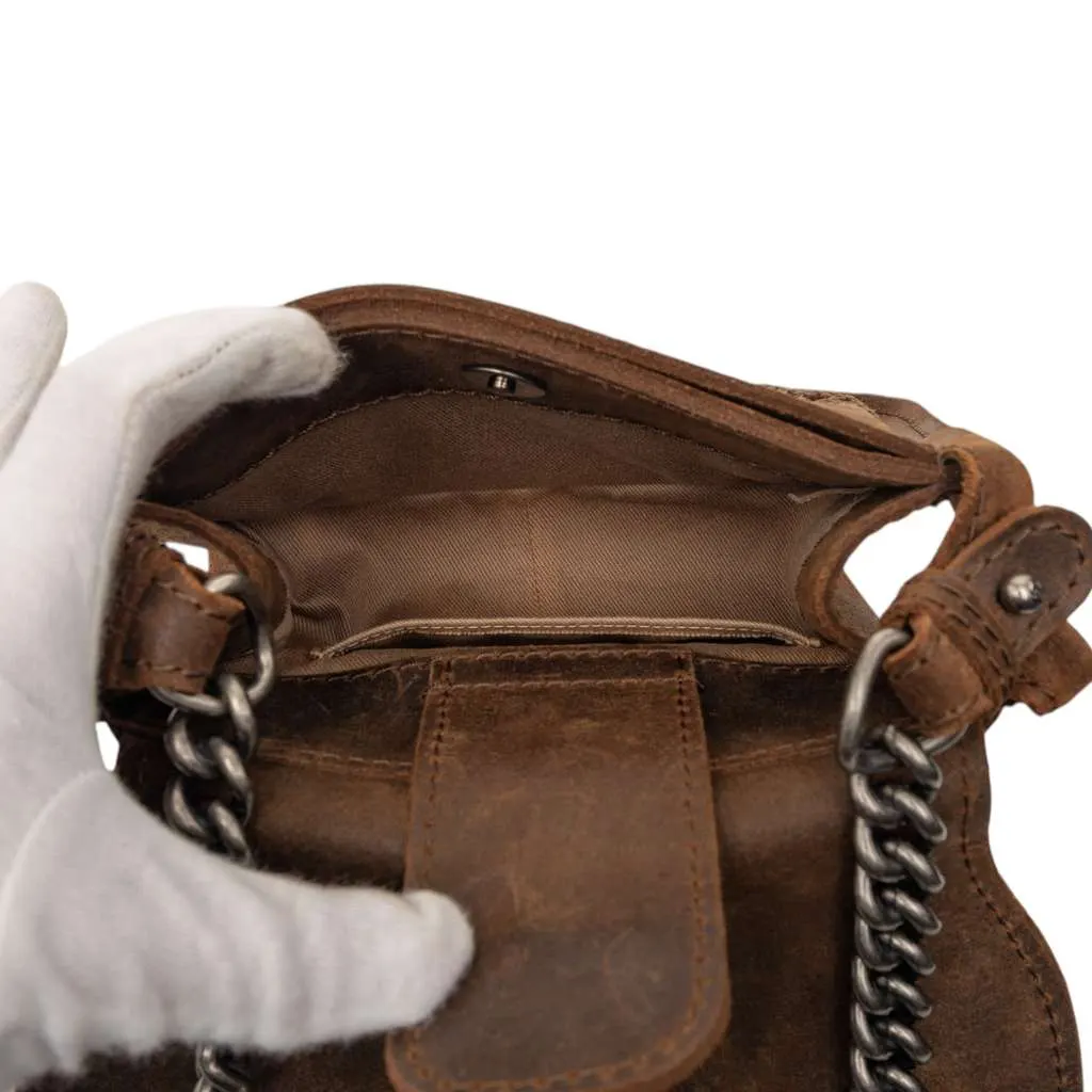 Chanel Paris-Edinburgh Mini Nubuck Highlander Flap Brown Leather Very good - Model View