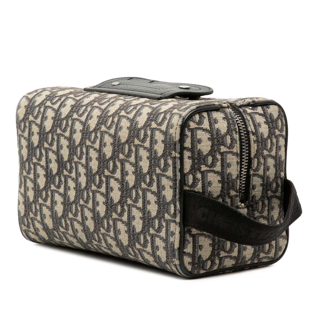 Dior Oblique Canvas Lingot Toiletry Case Blue Canvas Very good condition - Back View