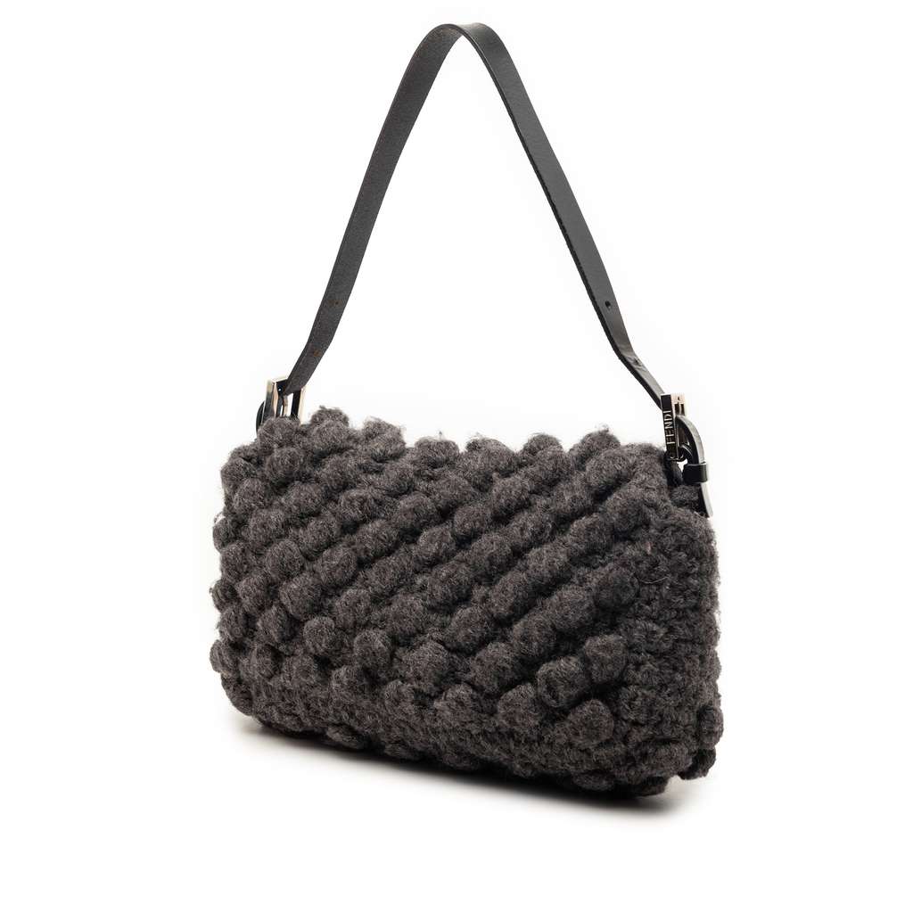 Fendi Knit Wool Mamma Baguette Grey Wool Very good condition - Back View