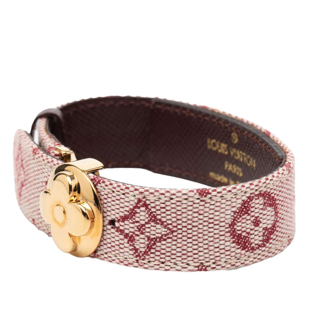 Louis Vuitton Monogram Mini Lin Wish Bracelet Red Canvas Never worn - Back View
