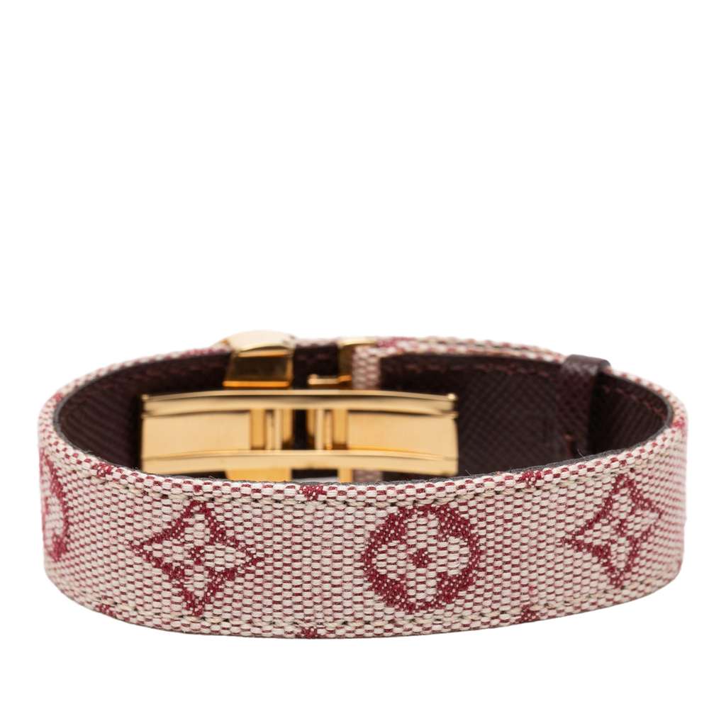 Louis Vuitton Monogram Mini Lin Wish Bracelet Red Canvas Never worn - Inside View