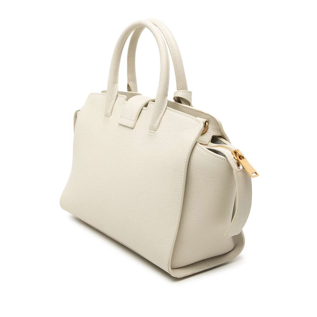 Saint Laurent Baby Leather Monogram Downtown Cabas Satchel White Leather Never worn - Back View