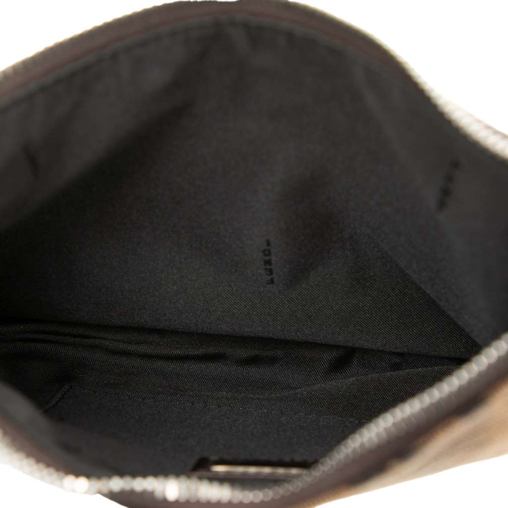 Fendi Small Zebra Print Canvas Oyster Hobo Brown Canvas Never worn - Model View