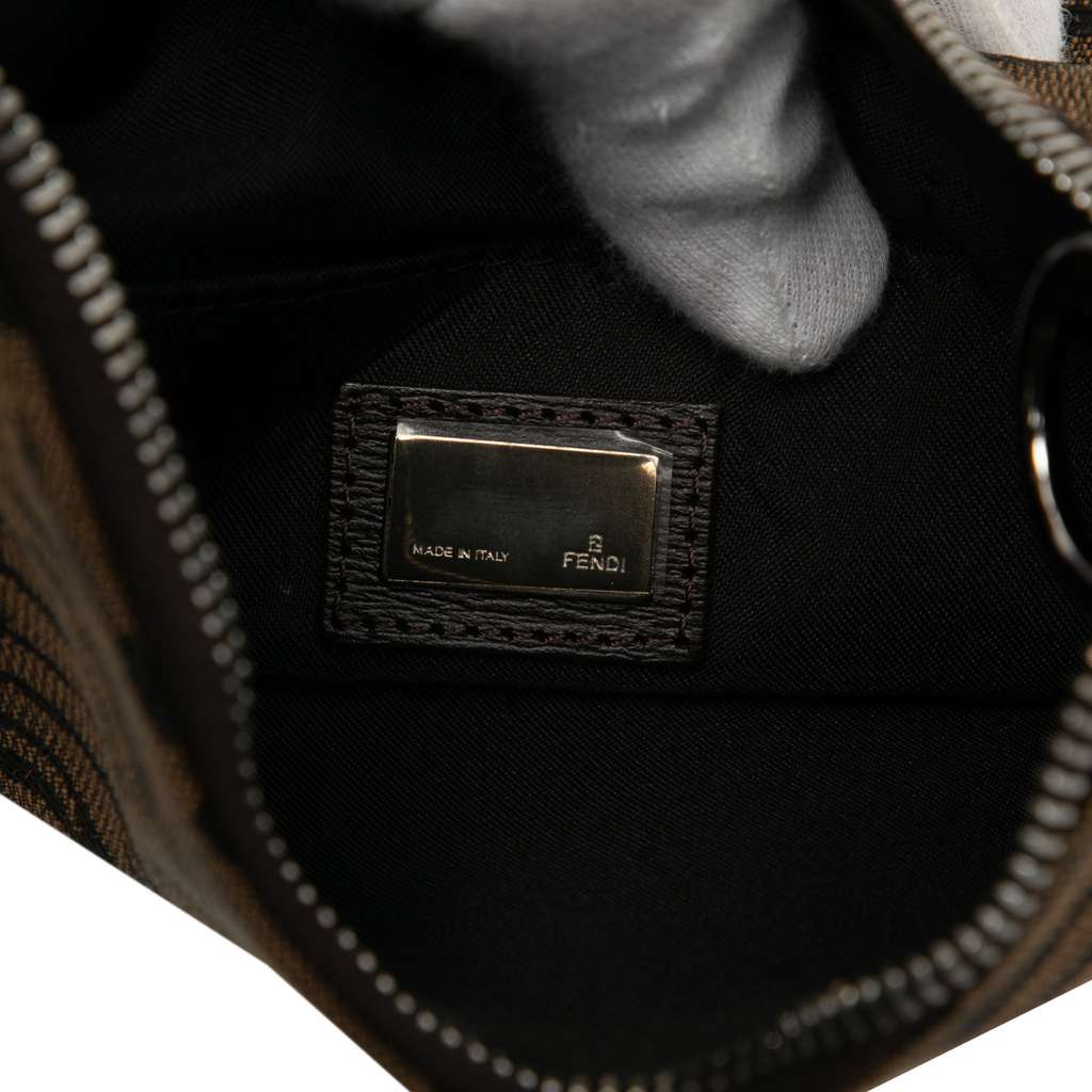 Fendi Small Zebra Print Canvas Oyster Hobo Brown Canvas Never worn - Box View