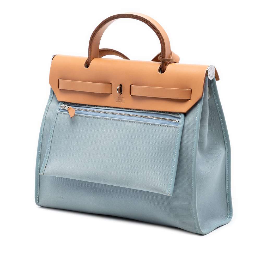 Hermès Toile Herbag Zip 31 Blue Canvas Very good condition - Back View