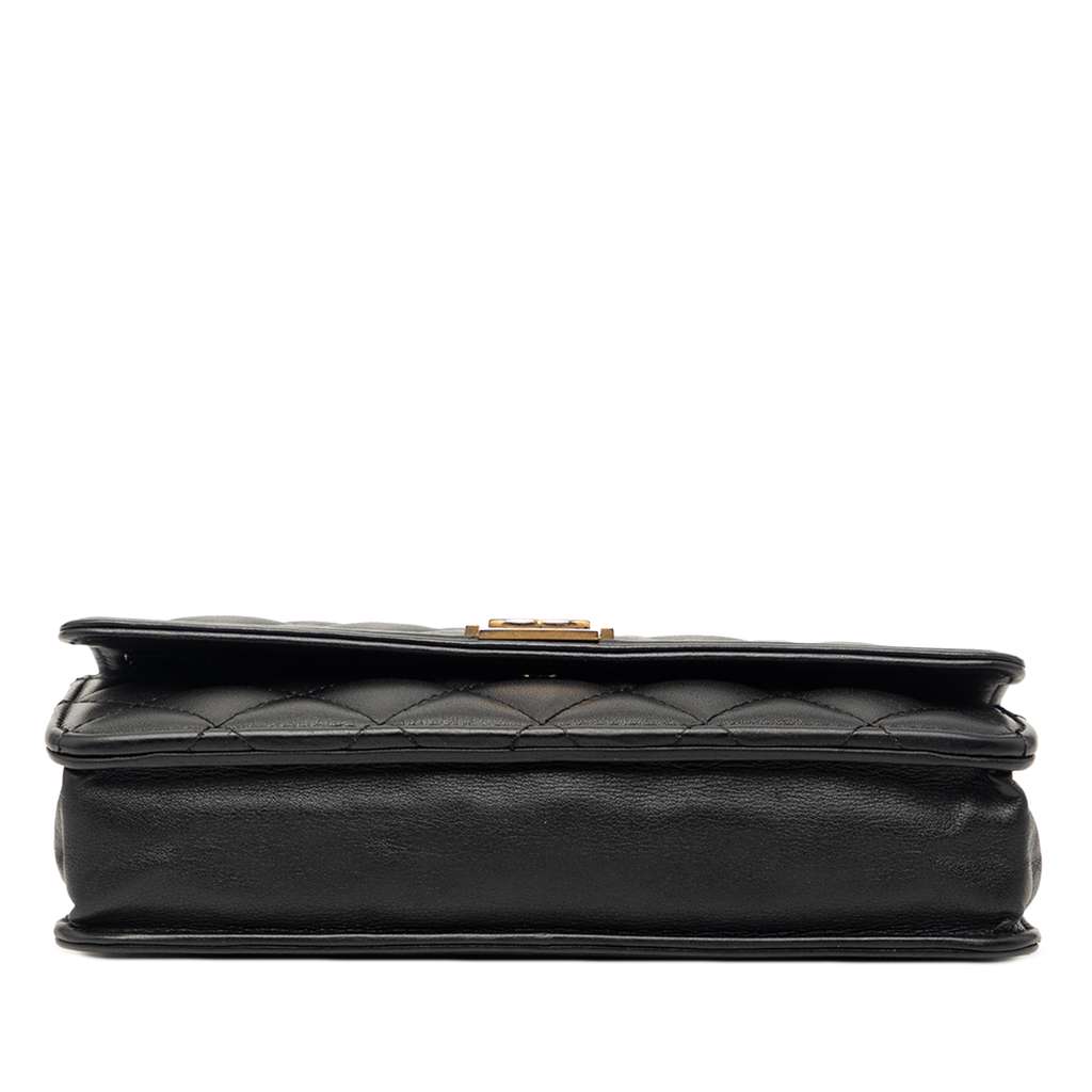 Chanel Quilted Lambskin Boy Wallet On Chain Black Leather Very good condition - Inside View