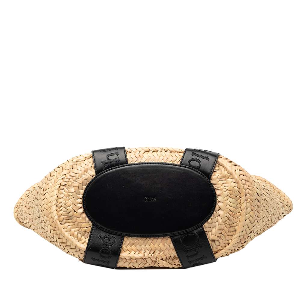 Chloé Medium Raffia and Smooth Calfskin Sense Basket Tote Beige Never worn - Inside View