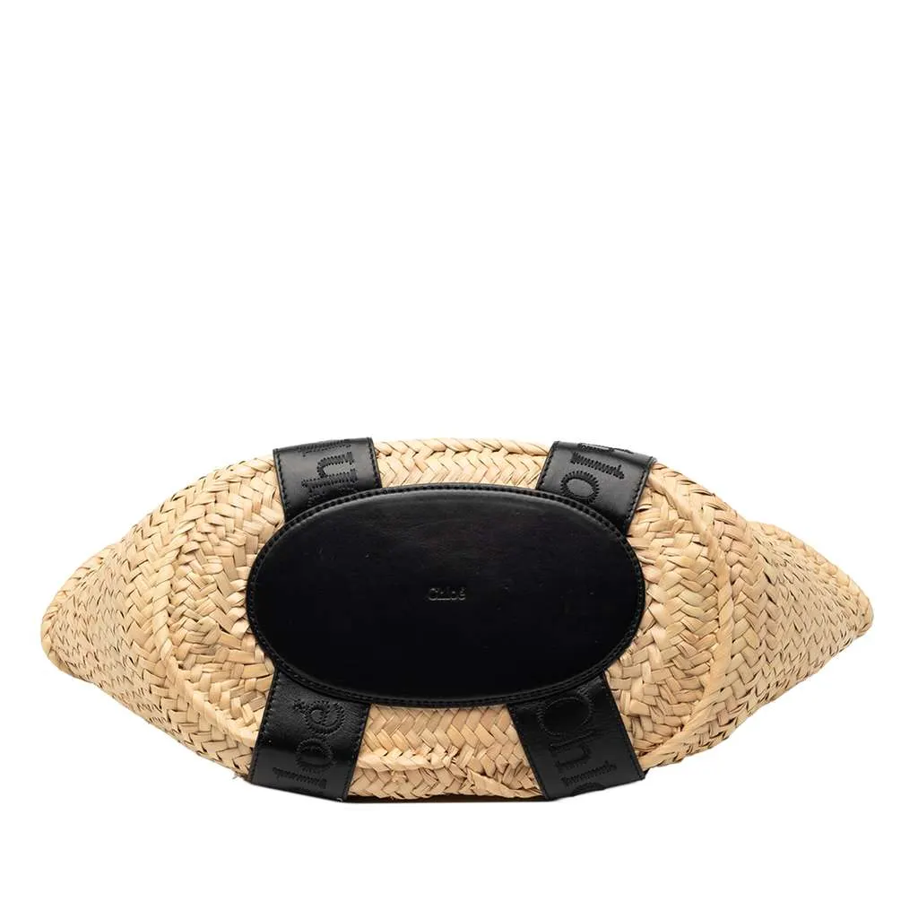 Chloé Medium Raffia and Smooth Calfskin Sense Basket Tote Beige Very good - Inside View