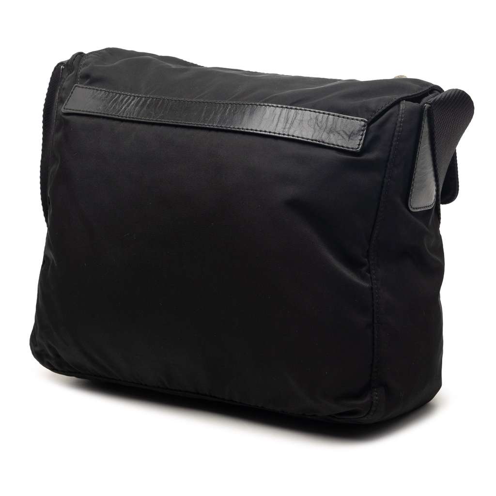 Prada Tessuto Zip Buckle Messenger Bag Black Never worn - Back View