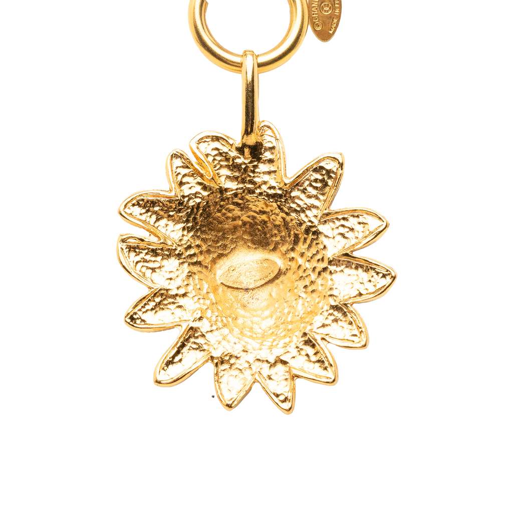 Chanel Gold Plated Leo Lion Sun Medallion Necklace Gold Metal Very good condition - Back View