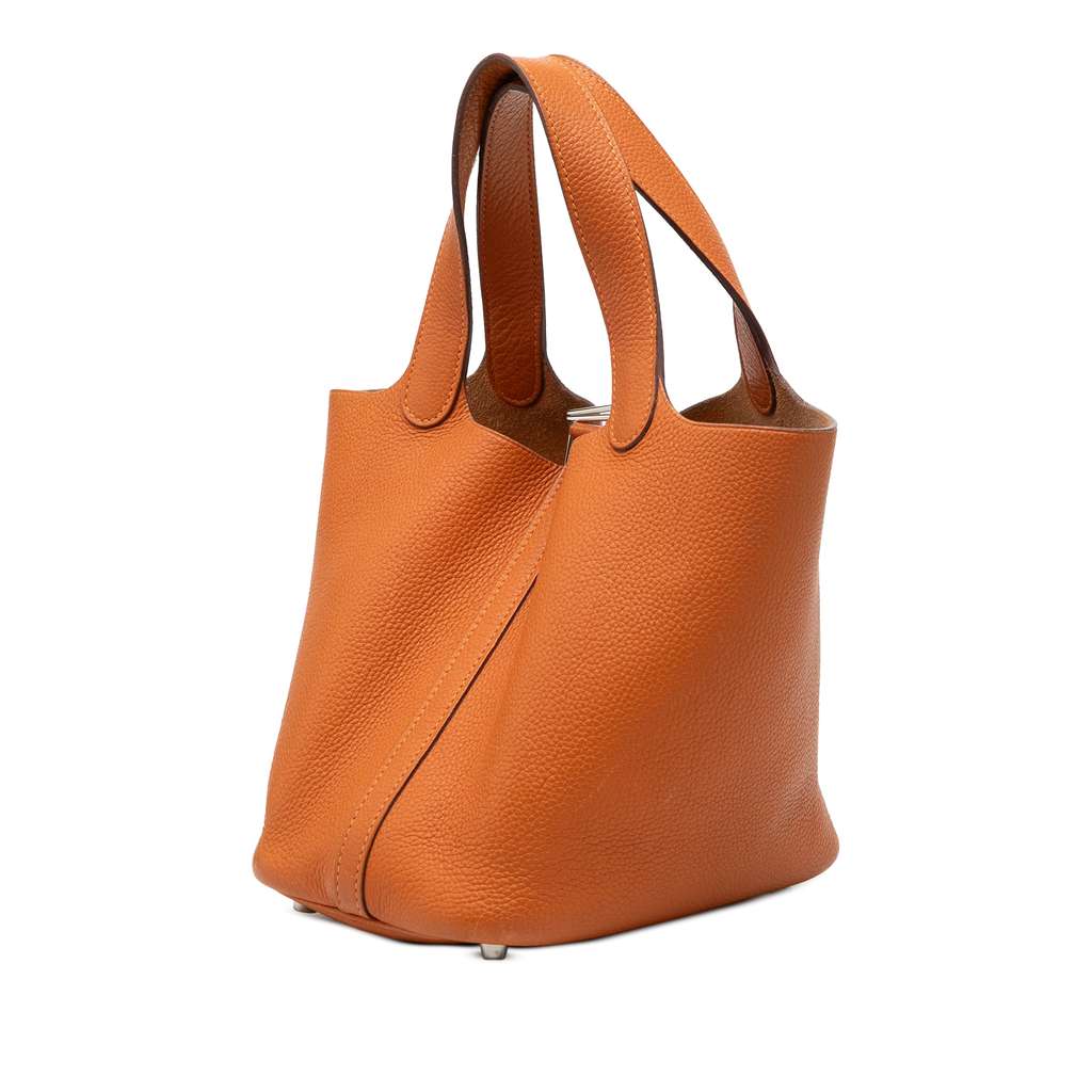 Hermès Clemence Picotin 18 Orange Leather Very good condition - Back View