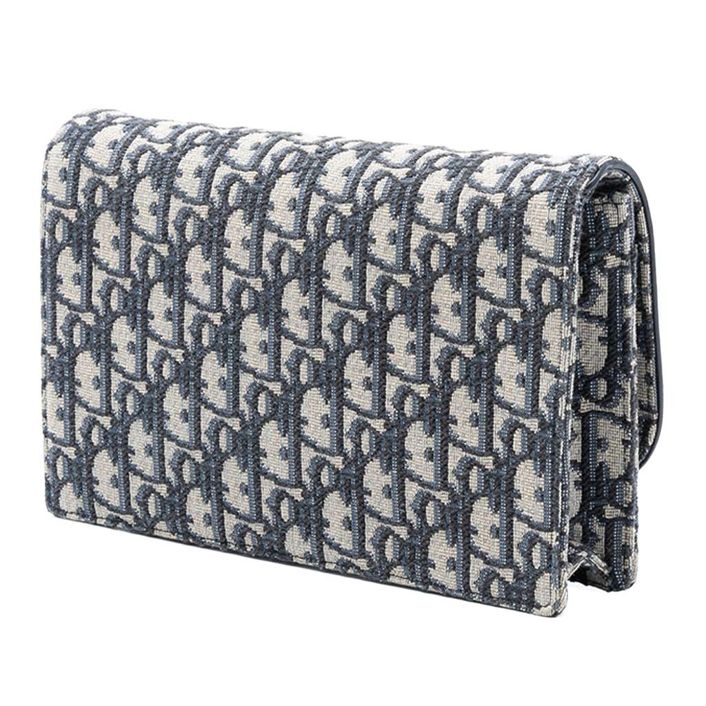 Dior Oblique Canvas Saddle Wallet On Chain Blue Canvas Very good condition - Back View