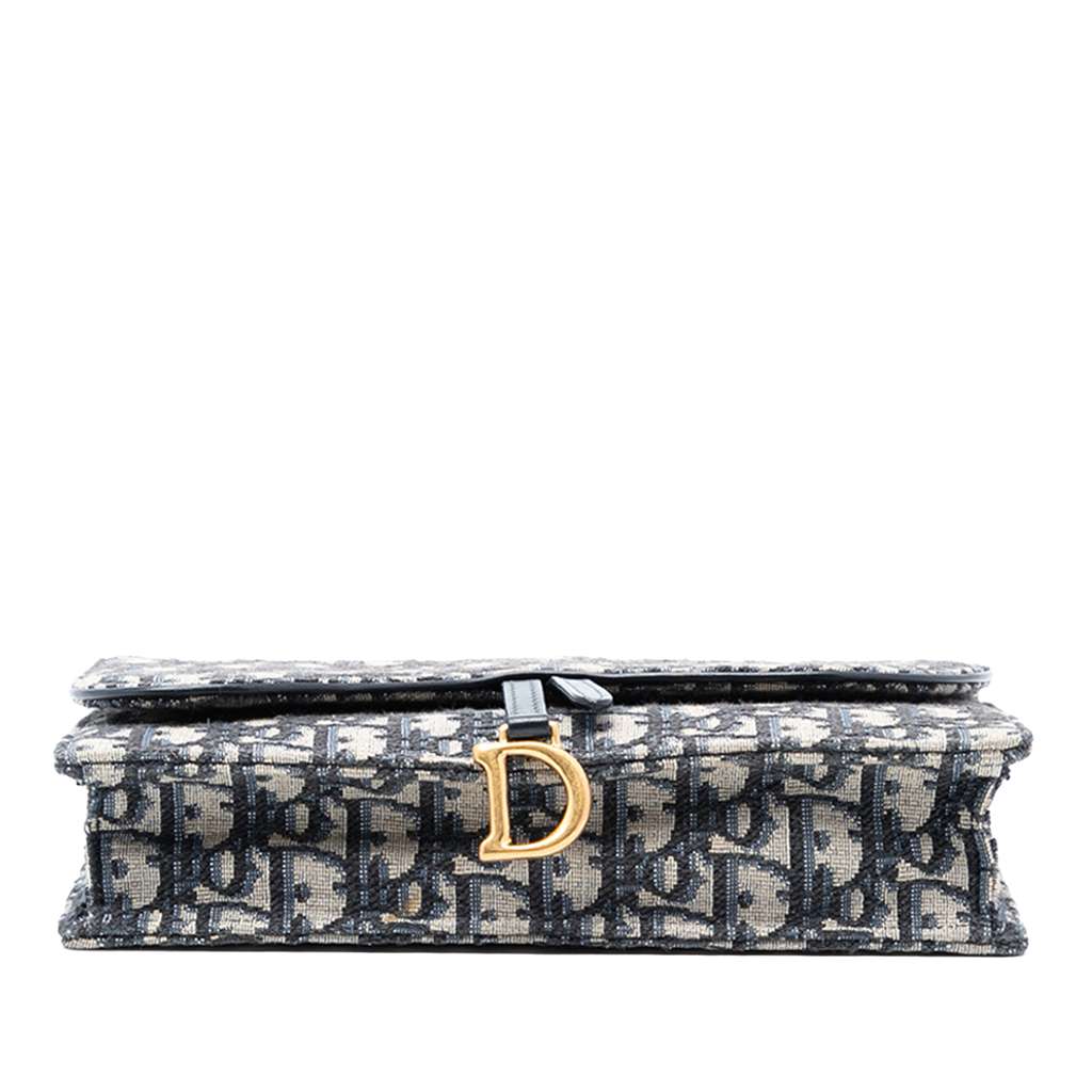 Dior Oblique Canvas Saddle Wallet On Chain Blue Canvas Very good condition - Inside View