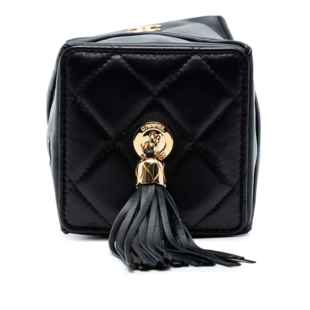 Chanel Metiers d'Art CC Lambskin Tassel Rectangle Clutch with Chain Black Leather Very good - Inside View